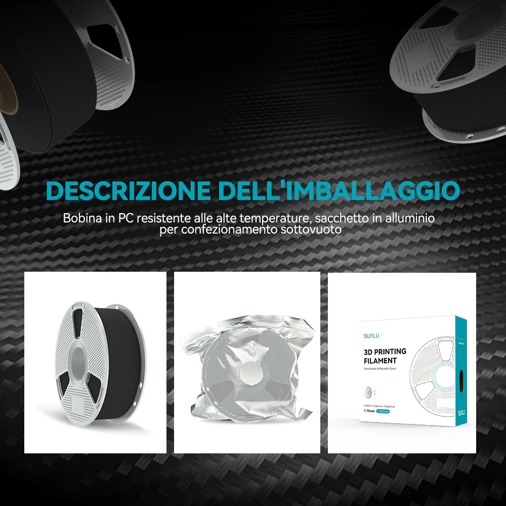 Filamento per stampante 3D in fibra di carbonio Nylon-12 (PA12-CF) 1 kg - Image 10
